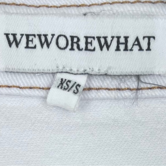 WeWoreWhat White Lt. Denim  Shacket Jacket Button up Top w/ Rust Stitching - Picture 3 of 8